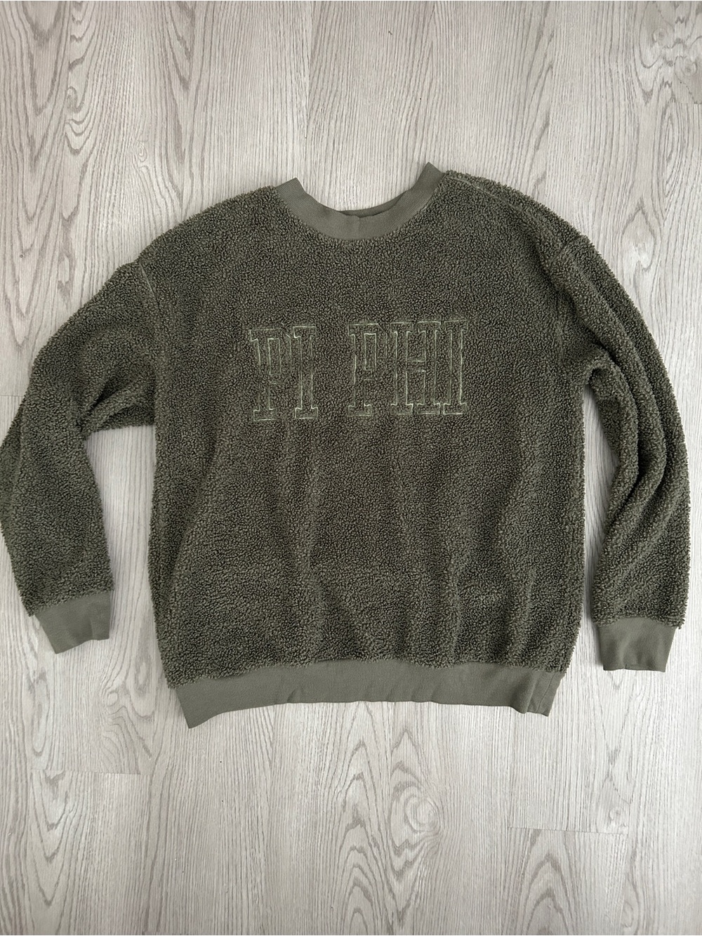Pi Phi Olive Green Sherpa Sweatshirt